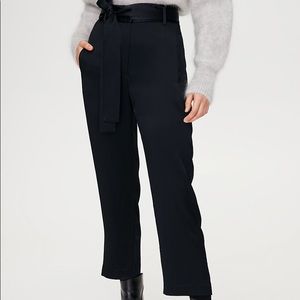 Aritzia Wilfred Tie Front Pant in Black Satin
